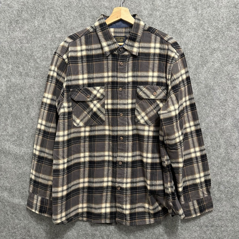 Jachs Flannel Shirt Mens XL Gray Plaid Heritage Flannel Long Sleeve Button Down